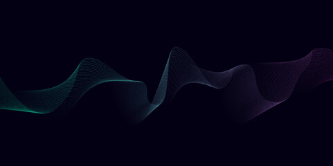 Abstract gradient wave background design. Wave design in black background. Abstract wave background design. Wave. Illustration. Vector.	