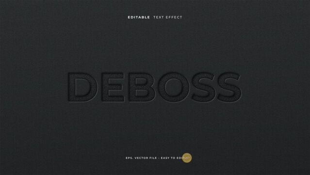 Deboss black paper text effect, paper press text style