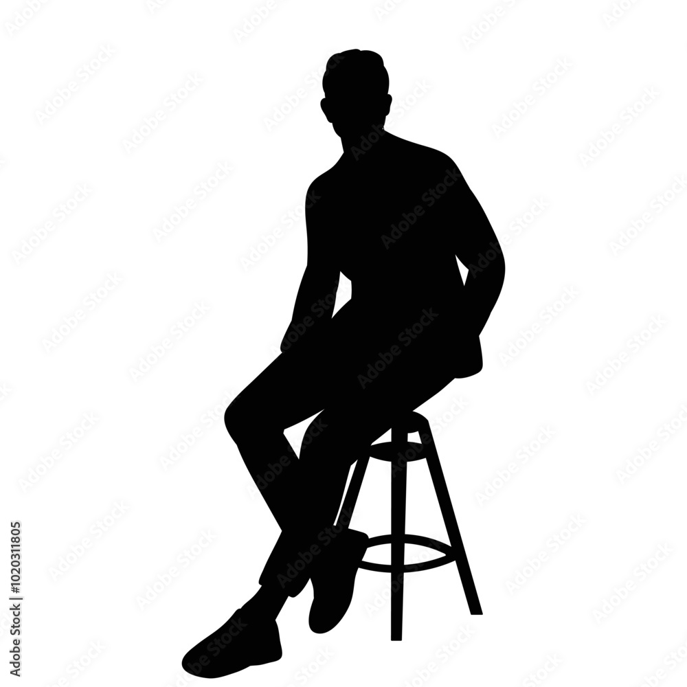 Canvas Prints man sitting on chair silhouette, vector