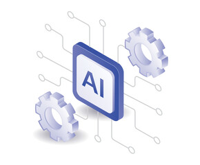 Technology chip ai isometric illustration