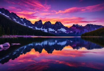 serene sunset over vibrant mountain range majestic colors tranquil atmosphere captured stunning imagery, adventure, beautiful, brightness, camping, clouds