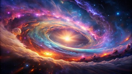 Obraz premium Cosmic Dance of Nebulas and Light, a Symphony of Colors, Stars Shimmering in the Vastness of Space