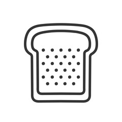 Bread loaf line icon for web design, app interface, logo idea. Toasted bread slice pictogram. Bakery and cooking concept. Vector illustration isolated on white background. Piece of food