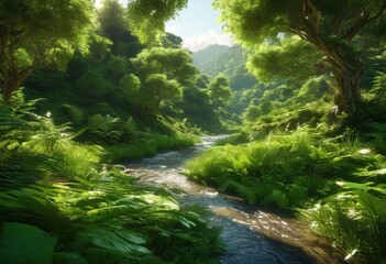 Fototapeta premium dynamic textures vibrant green spaces bounty showcasing lush foliage patterned landscapes, greenery, park, garden, nature, plant, vegetation, flora