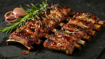 Juicy BBQ Ribs with Rosemary and Onions
