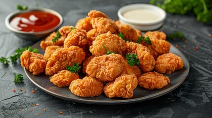 Crispy Chicken Nuggets with Dipping Sauces