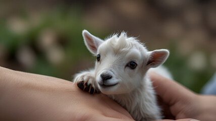baby goat in hand