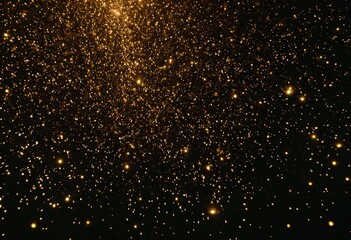 Abstract glowing particles floating in a dark space, creating a cosmic, mysterious background with dynamic, sparkling light effects and a sense of depth. Ai generated image.