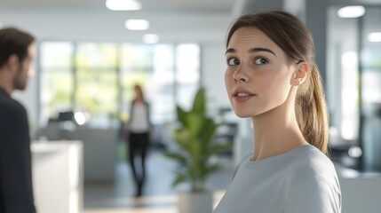 Young Woman Looking at the Camera in an Office