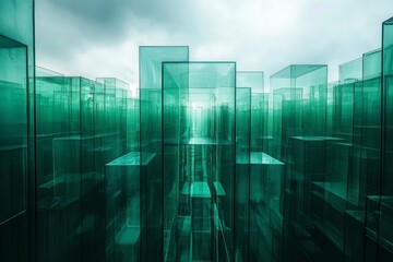 Ethereal Maze of Towering Glass Walls