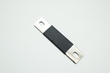 Bus bar for Lithium LiFepo4 rechargeable battery cell module ready to connect. Electrical bus on...