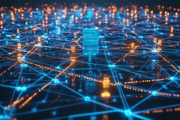 Obraz premium Connected Civic Grid, Digital Government and E Government Services