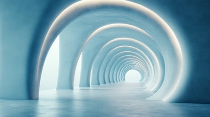 Obraz premium Abstract Architecture with Blue Arches and Bright Lighting