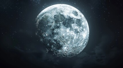 Full Moon in the Night Sky - Cosmic Beauty