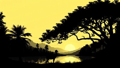 Single Color Silhouette Scenes nature landscapes
