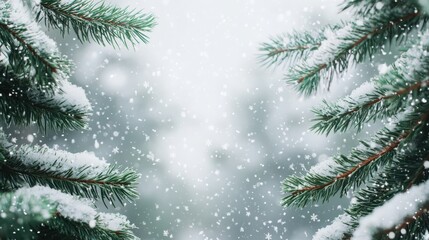 The Snowy Pine Tree Background