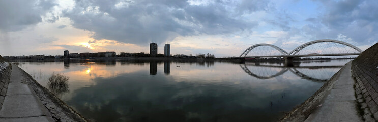 Naklejka premium banks of Danube river in Novi Sad