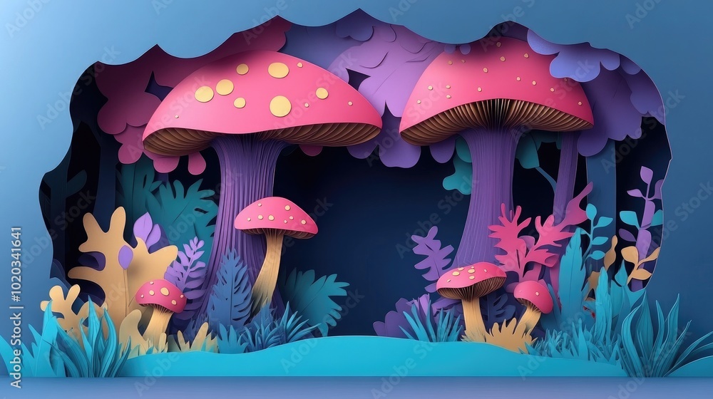 Poster mushrooms growing on a tree in a wooded area mushrooms on a tree in a forest