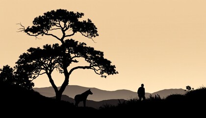 Single Color Silhouette Scenes nature landscapes