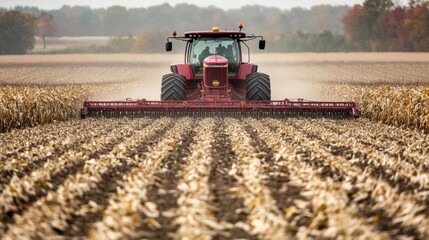 Obraz premium Corn industry innovation: Automated planting, irrigation, and harvesting technologies transforming modern corn farming