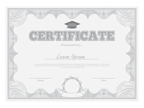 Certificate features a sophisticated geometric line pattern around its border and placeholders for name and date, suitable for various official purposes
