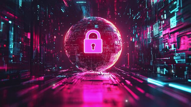Cyber security network. Digital padlock icon. Futuristic technology. Data security. Abstract digital security background. Cyber strength in the tech world. Online network security. Digital protection 