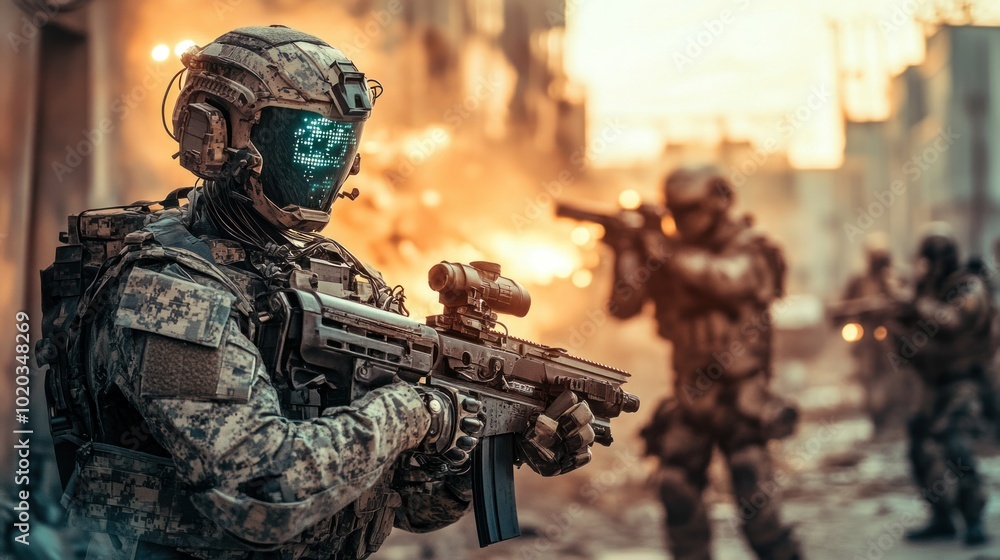 Poster defense combat systems: ai technology and robotics in advanced military operations for modern battle
