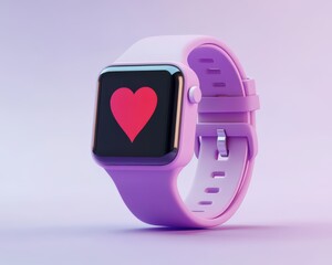 3d fitness bracelet or smart watch with heart sign and cardiogram on display in realistic style....