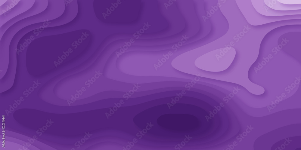 Poster abstract paper cut background with lines. background of the topographic map. white wave paper curved