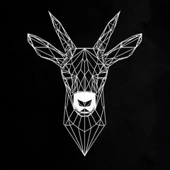 stark white geometric horse face against a deep black background