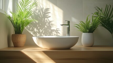 Fototapeta premium Modern Bathroom Vanity with Sleek Fixtures
