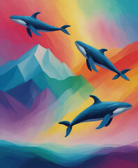 Obraz premium dolphin jumping into the sea