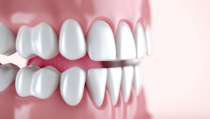 Fototapeta premium 3D Render of White Teeth on Dental Model, Close-Up View with Soft Lighting