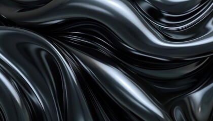 Abstract Black Wavy Metallic Texture