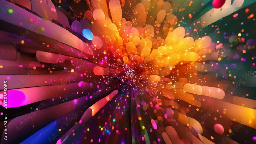Poster a mesmerizing burst of colors with streaks of light and bokeh, creating a vibrant abstract pattern, 