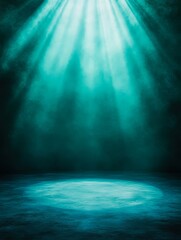 Obraz premium A dramatic backdrop featuring ethereal light beams piercing through mist, ideal for creative projects, presentations, or promotional materials, Perfect for themes of mystery and inspiration,