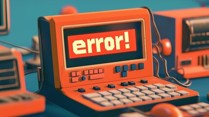 Fototapeta premium Glitchy Error Screen in Broken Tech Control Room