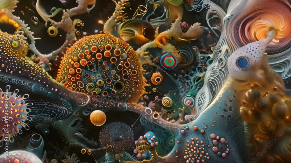 Poster an intricate artwork depicting the complex processes of biotechnology, capture the complexity of bio