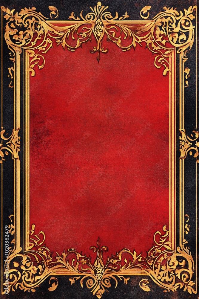 Poster elegant frame-style border with gold accents and intricate patterns