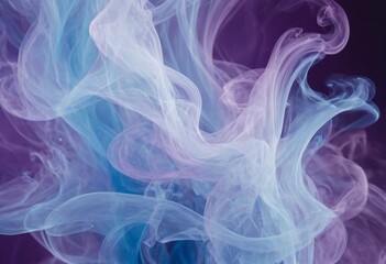 Obraz premium Abstract fluid smoke patterns in soft shades of blue and purple, creating a mysterious, ethereal background with flowing, swirling motion. Ai generated image.