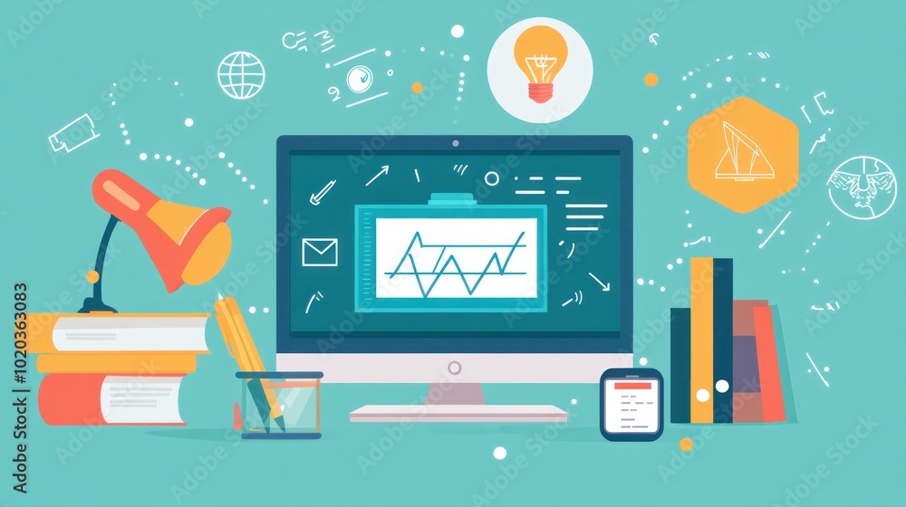 Poster self-paced online learning platforms allowing students to access lessons, assessments, and quizzes o