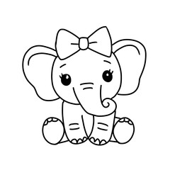 Coloring page outline of cartoon elephant. Vector illustration  coloring book for kids