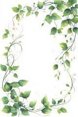 Obraz premium Leafy botanical border with green vines and leaves curling around the edges
