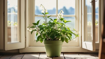 Fototapeta premium An Image of 4k a flower jasmine with flowerpot on a white transparent background