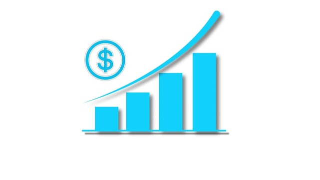 Animated business graph icon with dolar sing.