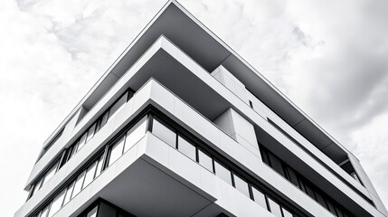 Obraz premium Sleek Modern Architecture Building Showcasing Innovative Design and Stylish Elements, Blending Functionality and Aesthetics in Urban Landscapes