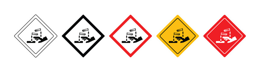 GHS Chemicals Label Corrosive to metals Skin corrosion set of