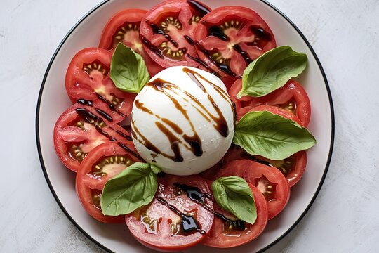 a caprese salad with mazzarella tomatoes and herbs