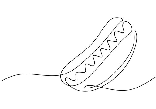 recommend clip art: Hot dog continuous line drawing. Minimalist food and drink concept isolated on white.