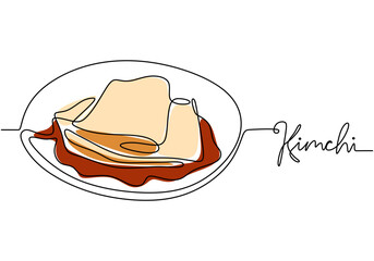 Kimchi continuous line drawing. Korean food illustration in a minimalist design.